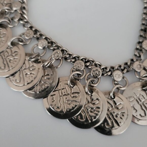3 Pc Vintage Estate Belly Dancer Coin Chain Upcycled Necklace Bracelet, Earrings - Picture 9 of 16